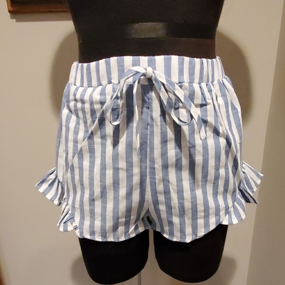 Shein Blue & White Striped Shorts